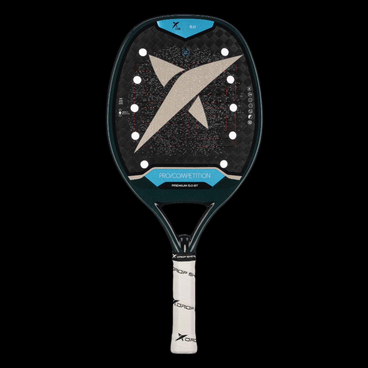 Premium 5.0 BT Beach Tennis Racket – 12K Carbon + Sand Treatment